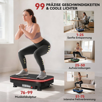 Vibration Plate for Fitness, Bluetooth, 99 Speeds, Black