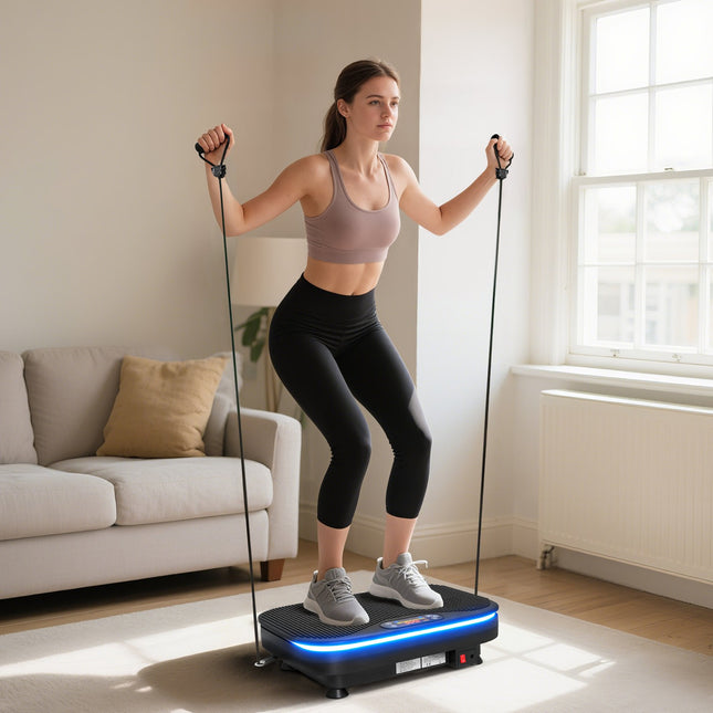 Trilplaat voor fitness, Bluetooth, 99 snelheden, zwart