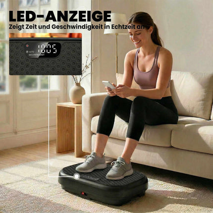 Vibration Plate with 120 Levels, Remote, LED Display, Black
