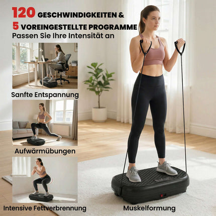 Vibration Plate with 120 Levels, Remote, LED Display, Black
