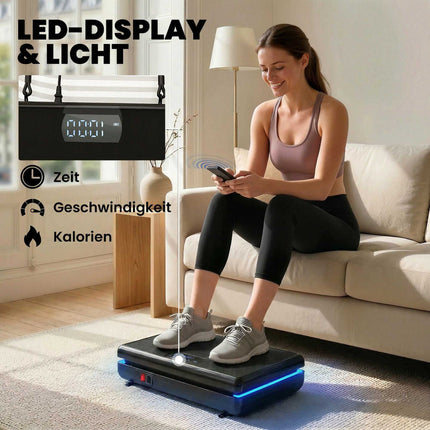 Vibration Plate with 120 Levels, Resistance Bands, LED Display