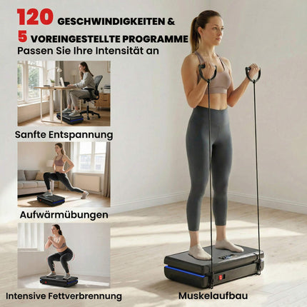 Vibration Plate with 120 Levels, Resistance Bands, LED Display