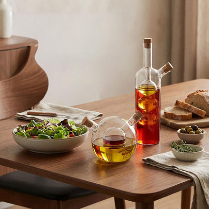 Vinegar & Oil Dispenser Set, 2-in-1 Borosilicate Glass