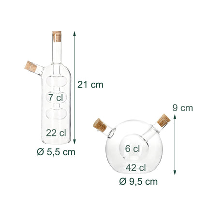 Vinegar & Oil Dispenser Set, 2-in-1 Borosilicate Glass