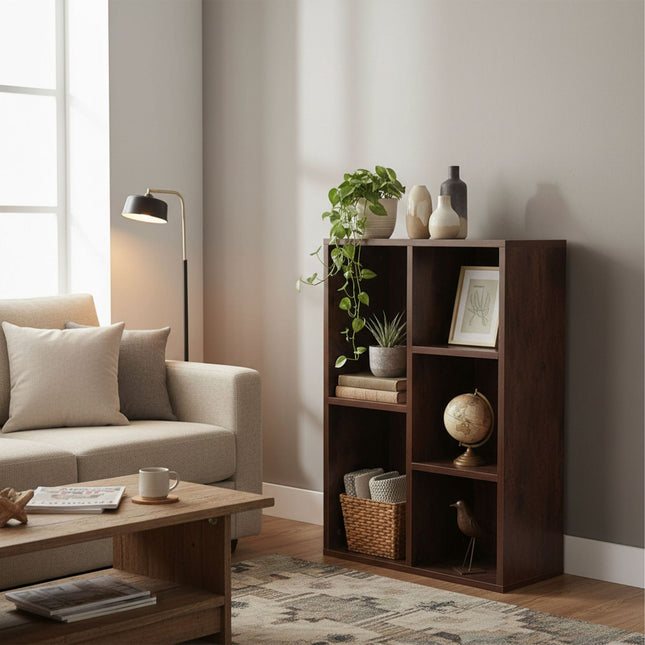 Vintage Bookcase, 5-Shelf Wood-Grain Veneer