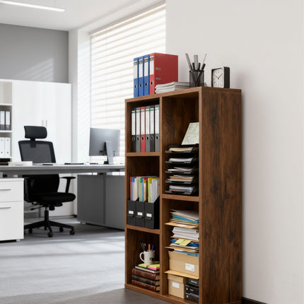Vintage Bookcase, 5-Shelf Wood-Grain Veneer