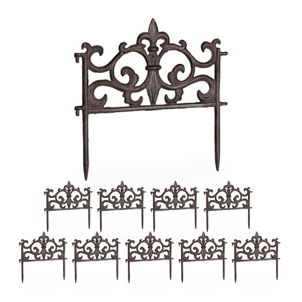 Vintage Garden Bed Fence, 10 Cast Iron Panels
