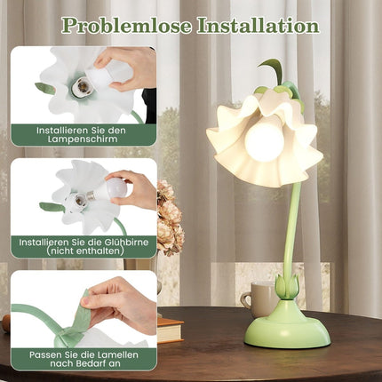 Vintage Nightstand Lamp with Lily of the Valley Shade