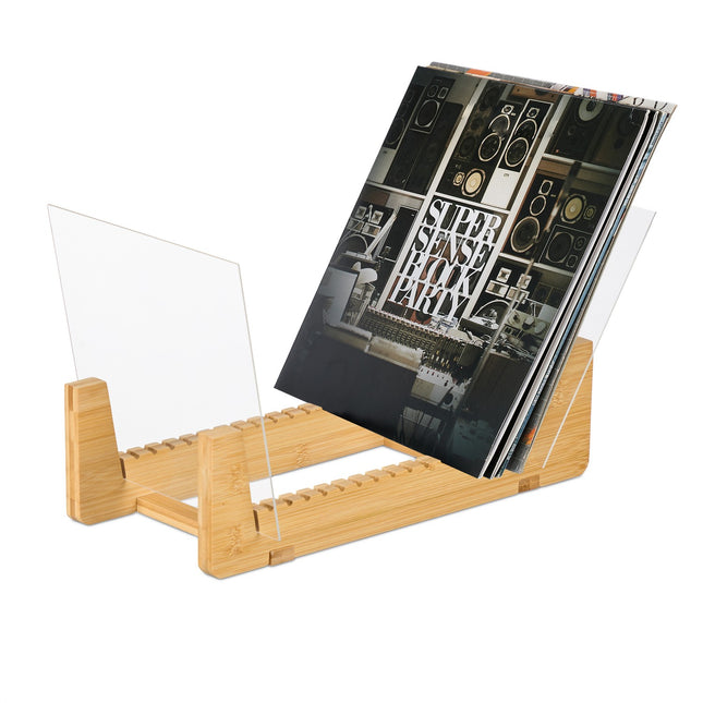 Vinyl Record Holder, Bamboo Stand for 50 LPs