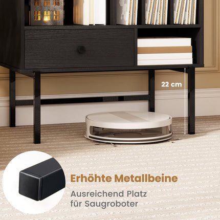 Vinyl Record Player Stand with Storage, Black, 70x36x80 cm