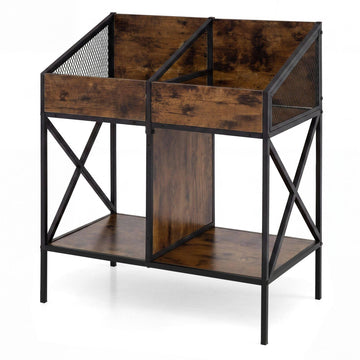 Vinyl Record Storage Rack Holds Up to 250 Albums, Rustic Brown, Anti-Tip Kits