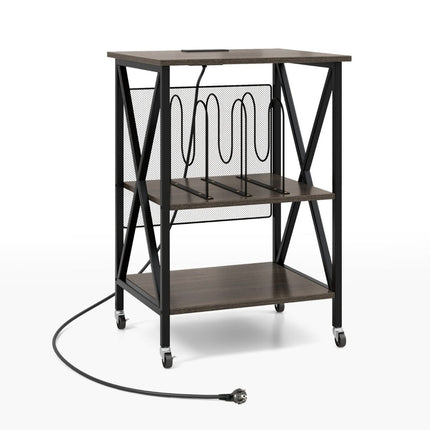 Vinyl Storage Stand with Charging Station & Wheels