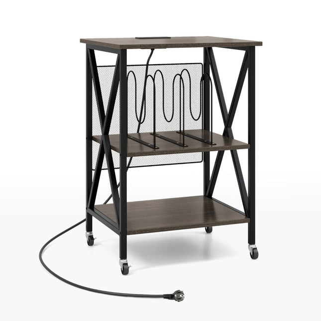 Vinyl Storage Stand with Charging Station & Wheels