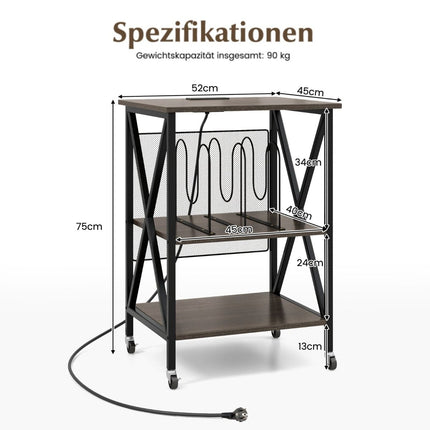 Vinyl Storage Stand with Charging Station & Wheels