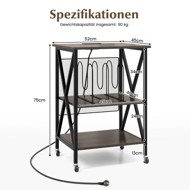 Vinyl Storage Stand with Charging Station & Wheels