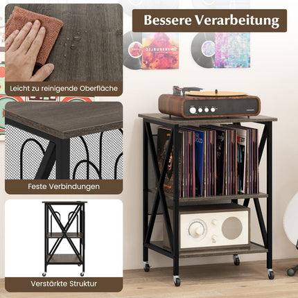 Vinyl Storage Stand with Charging Station & Wheels
