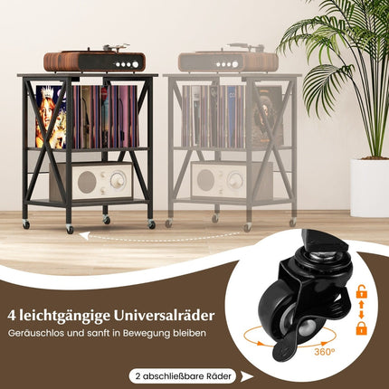 Vinyl Storage Stand with Charging Station & Wheels