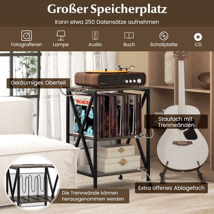 Vinyl Storage Stand with Charging Station & Wheels