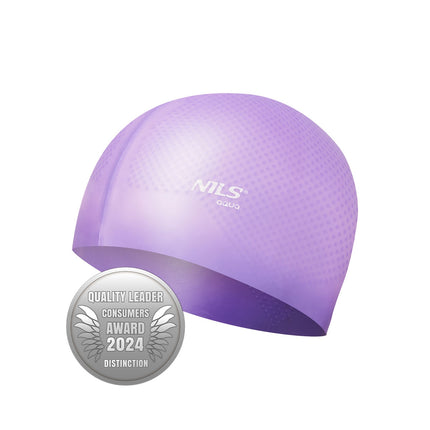 Violet Silicone Swimming Cap, Solid Color, Dots Design