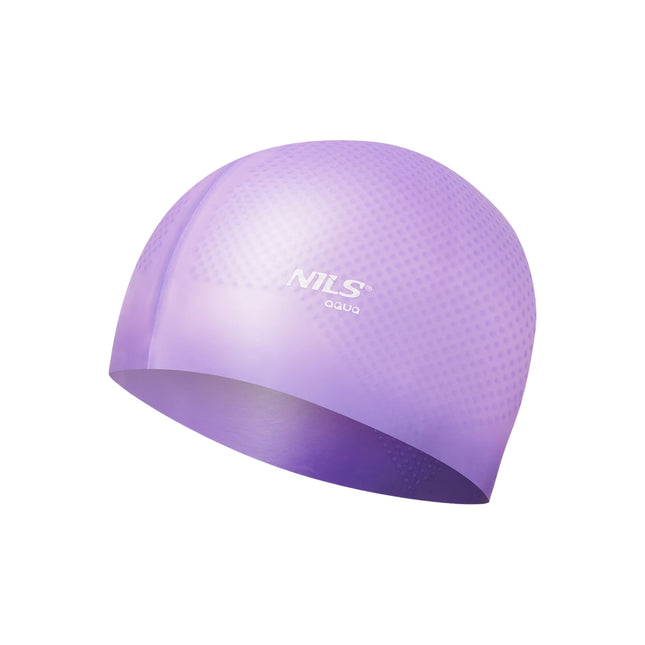 Violet siliconen badmuts, effen kleur, stippenmotief