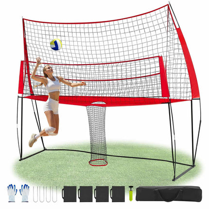 Volleyball Training Net System, 2-in-1, Adjustable, Ball Return