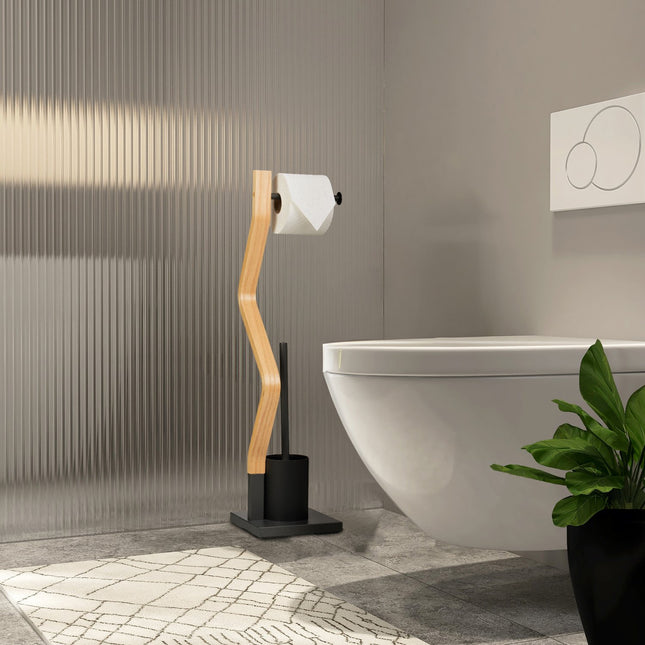 Toiletstoel in grijs & houtlook