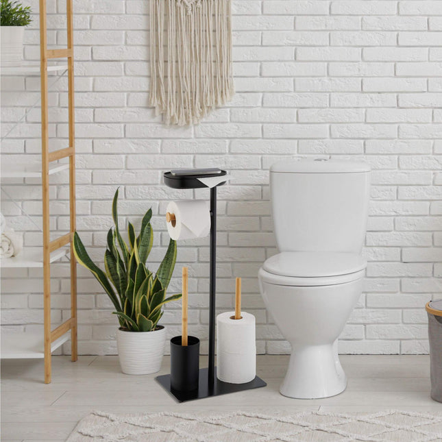 Toiletstoel met plankje van bamboe en ijzer