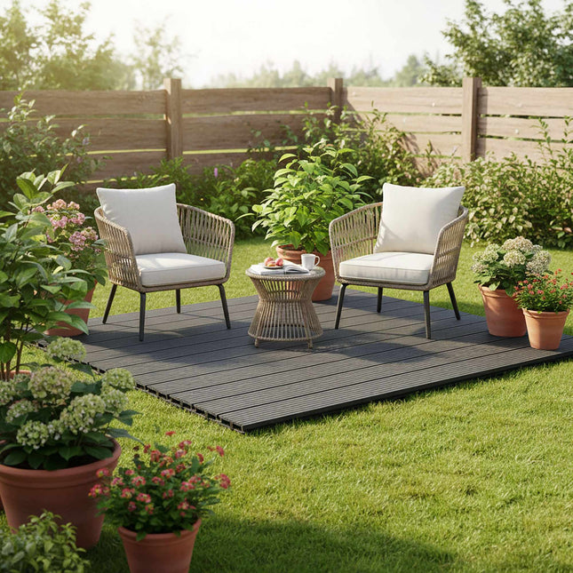WPC Interlocking Floor Tiles, 60x30 cm, Non-Slip, Weatherproof