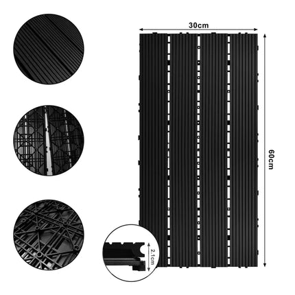 WPC Interlocking Floor Tiles, 60x30 cm, Non-Slip, Weatherproof