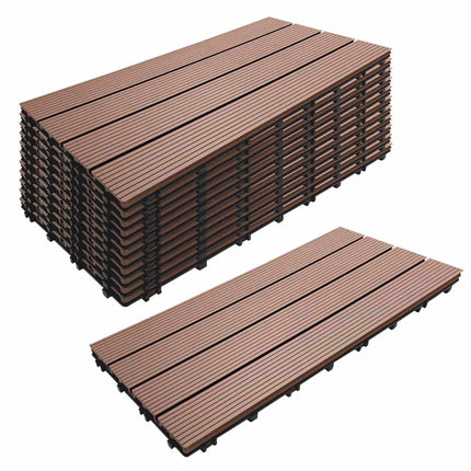 WPC Interlocking Floor Tiles, 60x30 cm, Wood Finish