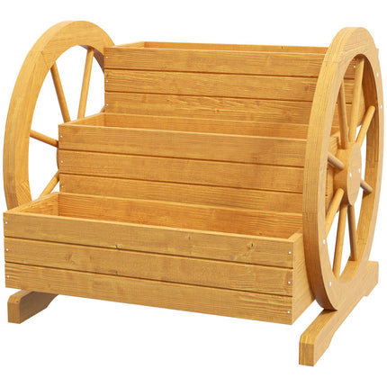 Wooden cart wheels Flower box, 3 levels, water-repellent