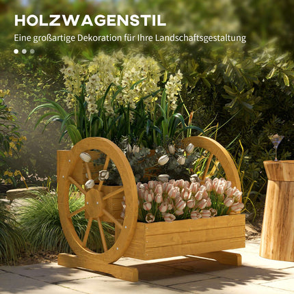 Wooden cart wheels Flower box, 3 levels, water-repellent