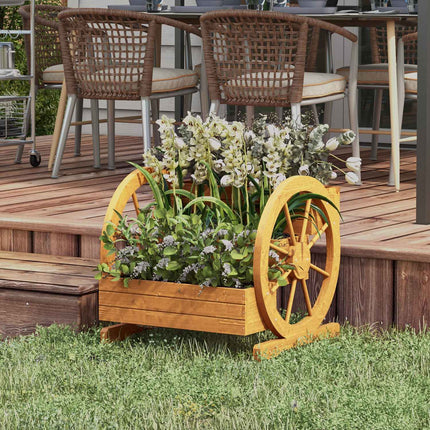 Wooden cart wheels Flower box, 3 levels, water-repellent