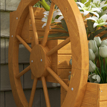 Wooden cart wheels Flower box, 3 levels, water-repellent