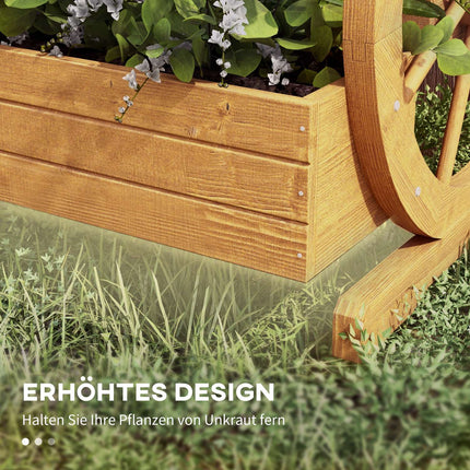 Wooden cart wheels Flower box, 3 levels, water-repellent