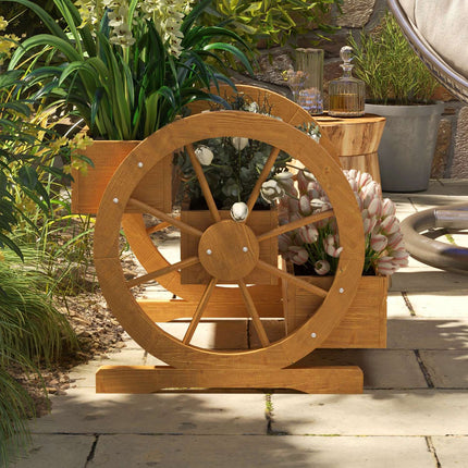 Wooden cart wheels Flower box, 3 levels, water-repellent