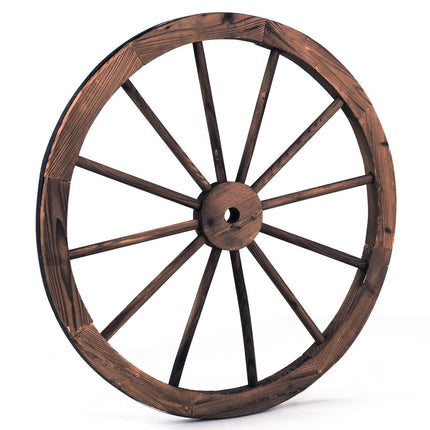 Wagon wheel wooden wheel decorative wagon with sheet iron brown 76x76x3.5 cm