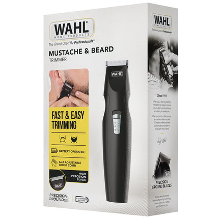 Wahl Beard & Moustache Trimmer, High-Carbon Steel Blades, Battery Operated