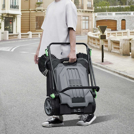 Walk-Behind Manual Floor Sweeper, 65 cm, 18.9 L, Fold Handle