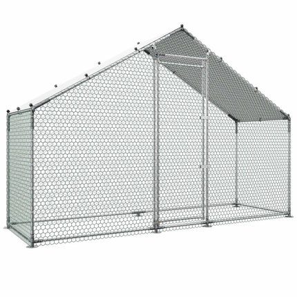 Walk-In Chicken Coop 3 x 1 x 2 m, Galvanized Steel Run