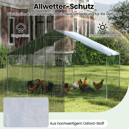 Walk-In Chicken Coop with Roof, Lockable Door, 300x170x190 cm