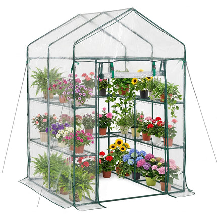 Walk-In Greenhouse 137x137x196 cm, PVC Cover, 10 Shelves