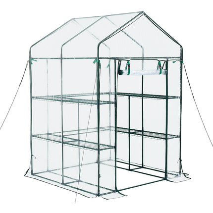 Walk-In Greenhouse 137x137x196 cm, PVC Cover, 10 Shelves