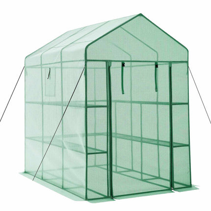 Walk-In Greenhouse 137x206x196 cm, 14 Shelves, Windows