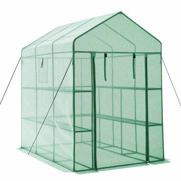 Walk-In Greenhouse 137x206x196 cm, 14 Shelves, Windows