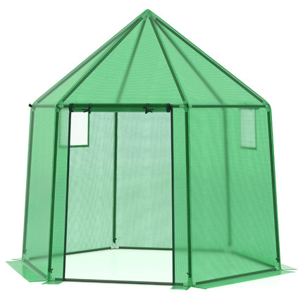 Walk-In Greenhouse with PE Cover, Roll-Up Door, Windows
