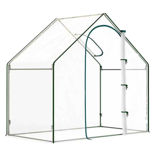 Walk-In Greenhouse with Window, Roll-Up Door, 180x100x168 cm