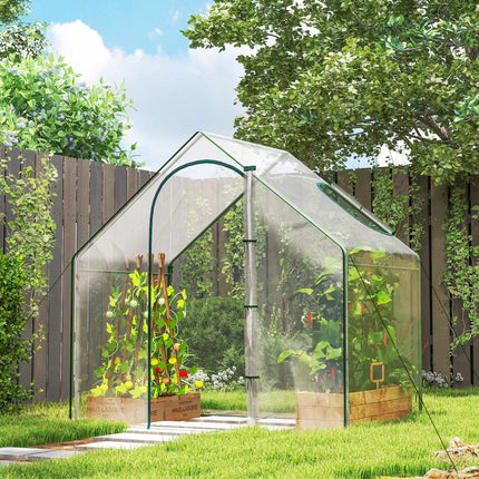 Walk-In Greenhouse with Window, Roll-Up Door, 180x100x168 cm
