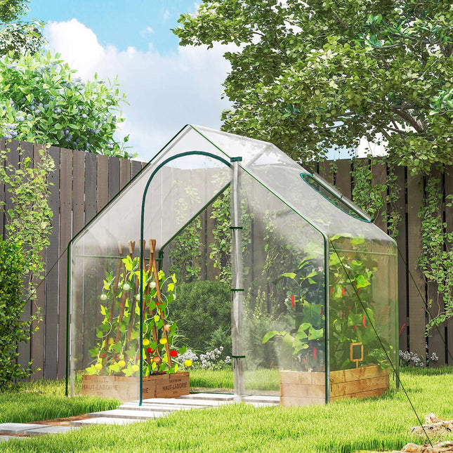 Walk-In Greenhouse with Window, Roll-Up Door, 180x100x168 cm