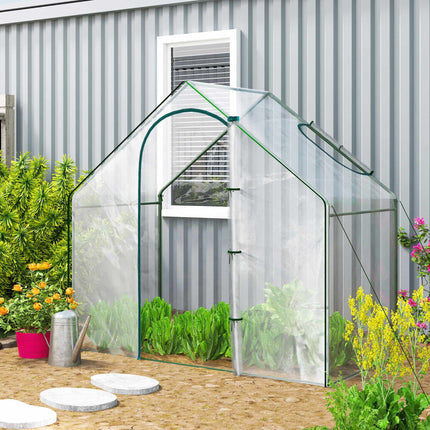 Walk-In Greenhouse with Window, Roll-Up Door, 180x100x168 cm